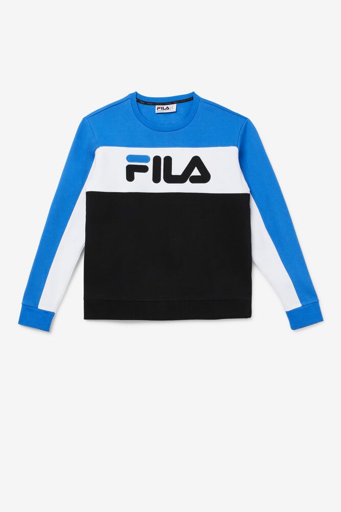 Fila Sweatshirt Mens Blue/White/Black Lesner Fleece Crew - Ireland 90263-LAEJ